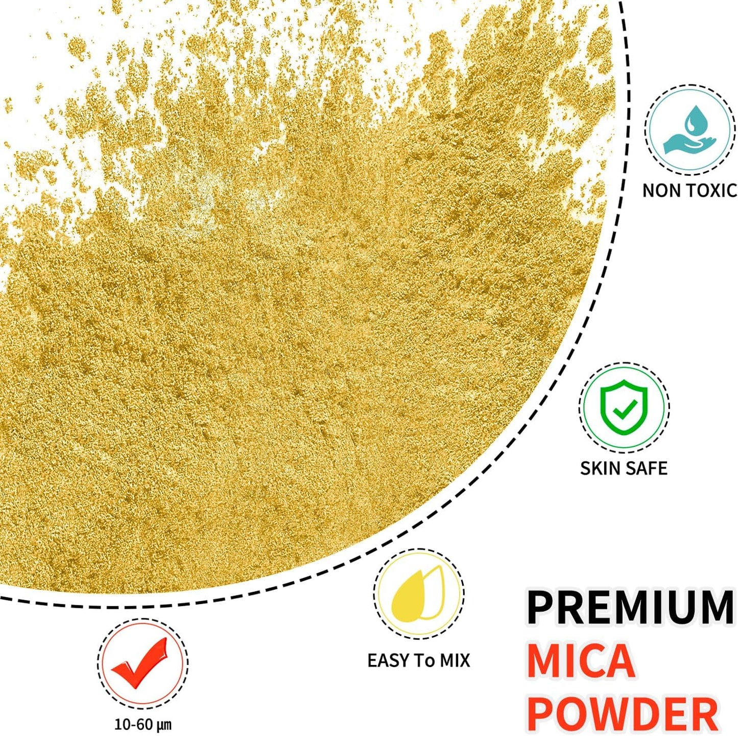 Mica Powder - 100g Mica Powder for Epoxy Resin - Metallic Color Pigment for Resin, Soap, Bath Bombs, Eye Shadow, Nails, DIY Crafting Projects etc. (Flash Yellow)