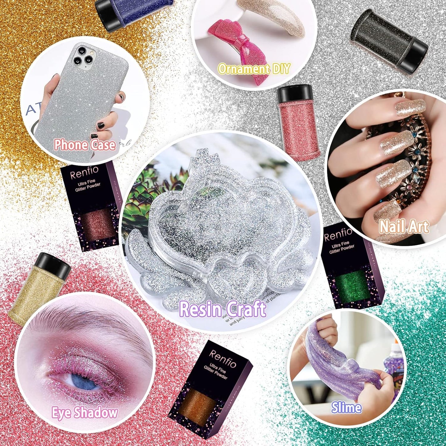 Renfio Ultra Fine Glitter Powder Metallic Resin Glitter 2.11 Oz (60g) PET Flakes Crafts Sequins 1/128" 0.008" 0.2mm Epoxy Chips Flakes for Tumblers Slime Roses Decoration - Eggplant Purple