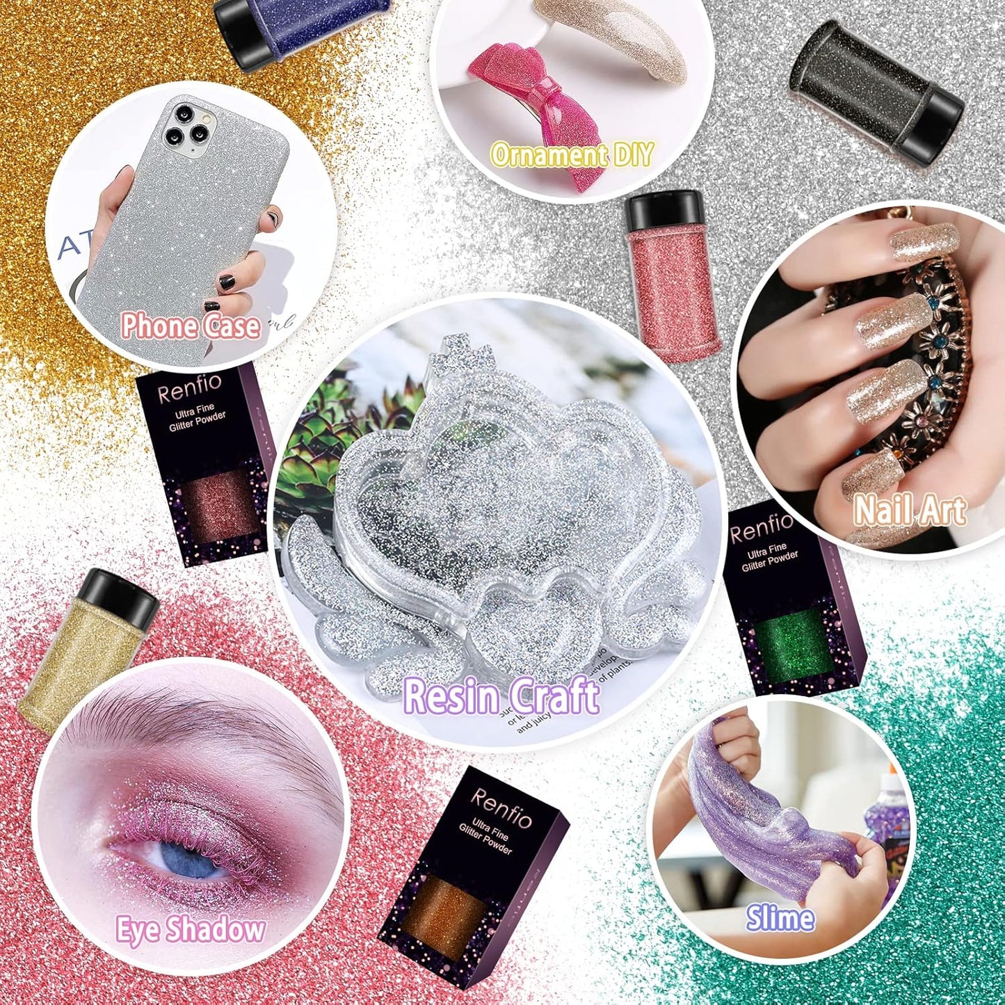 Renfio Ultra Fine Glitter Powder Metallic Resin Glitter 2.11 Oz (60g) PET Flakes Crafts Sequins 1/128" 0.008" 0.2mm Epoxy Chips Flakes for Tumblers Slime Roses Decoration - Classic Blue