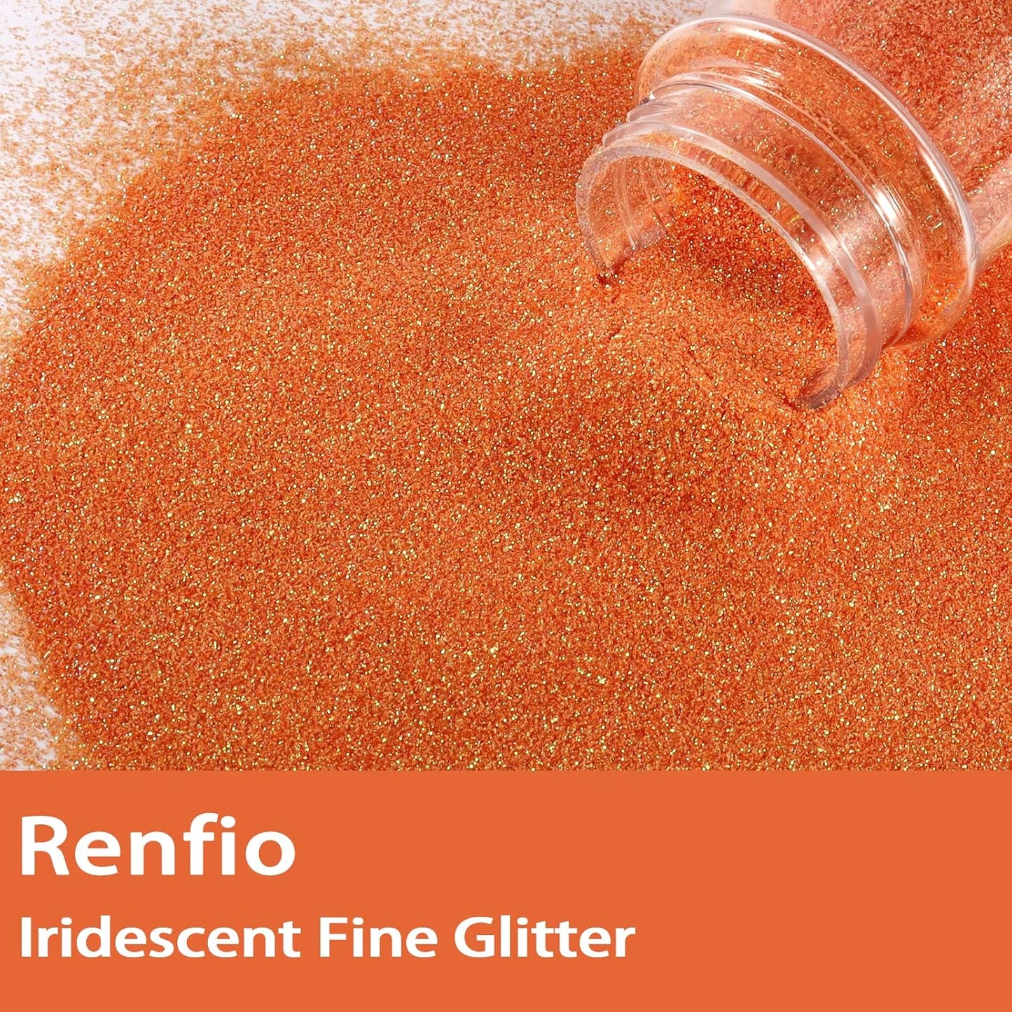 Renfio Iridescent Ultra Fine Glitter Powder Resin Supplies Glitters 1.94 Oz (55g) PET Flake Crafts Sequins 1/128" 0.008" 0.2mm Epoxy Chips Flakes for Tumblers Slime Painting - Orange