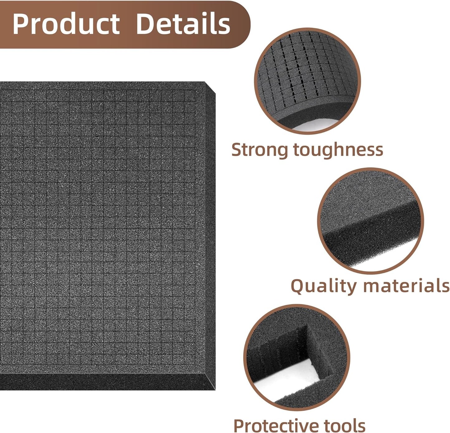 DECOHS 4 Pcs Pick and Pluck Foam Insert - 12 x 12 x 2 Inch Pre Cube Sheet Foam with Bottom Use for Board Game Box Cases Storage Drawer