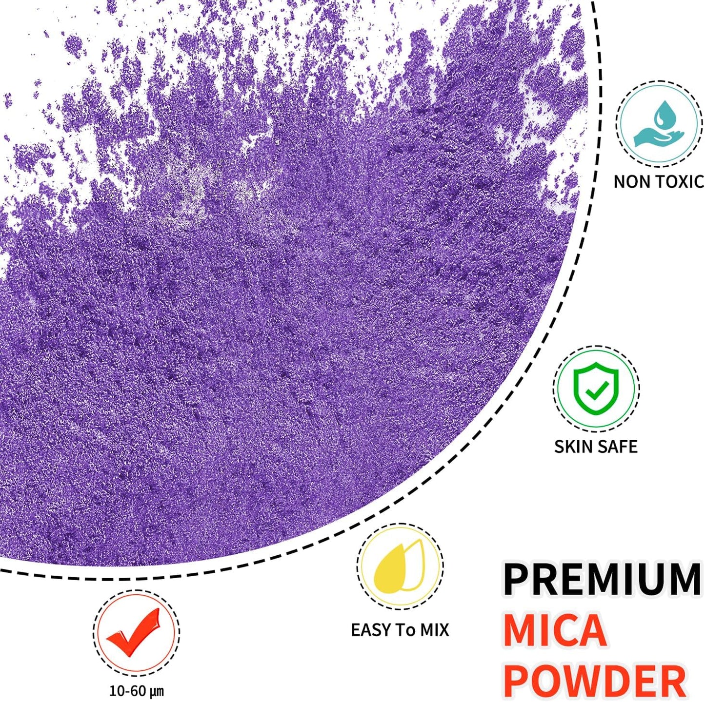 Mica Powder - 100g Mica Powder for Epoxy Resin - Metallic Color Pigment for Resin, Soap, Bath Bombs, Eye Shadow, Nails, DIY Crafting Projects etc. (Purple)