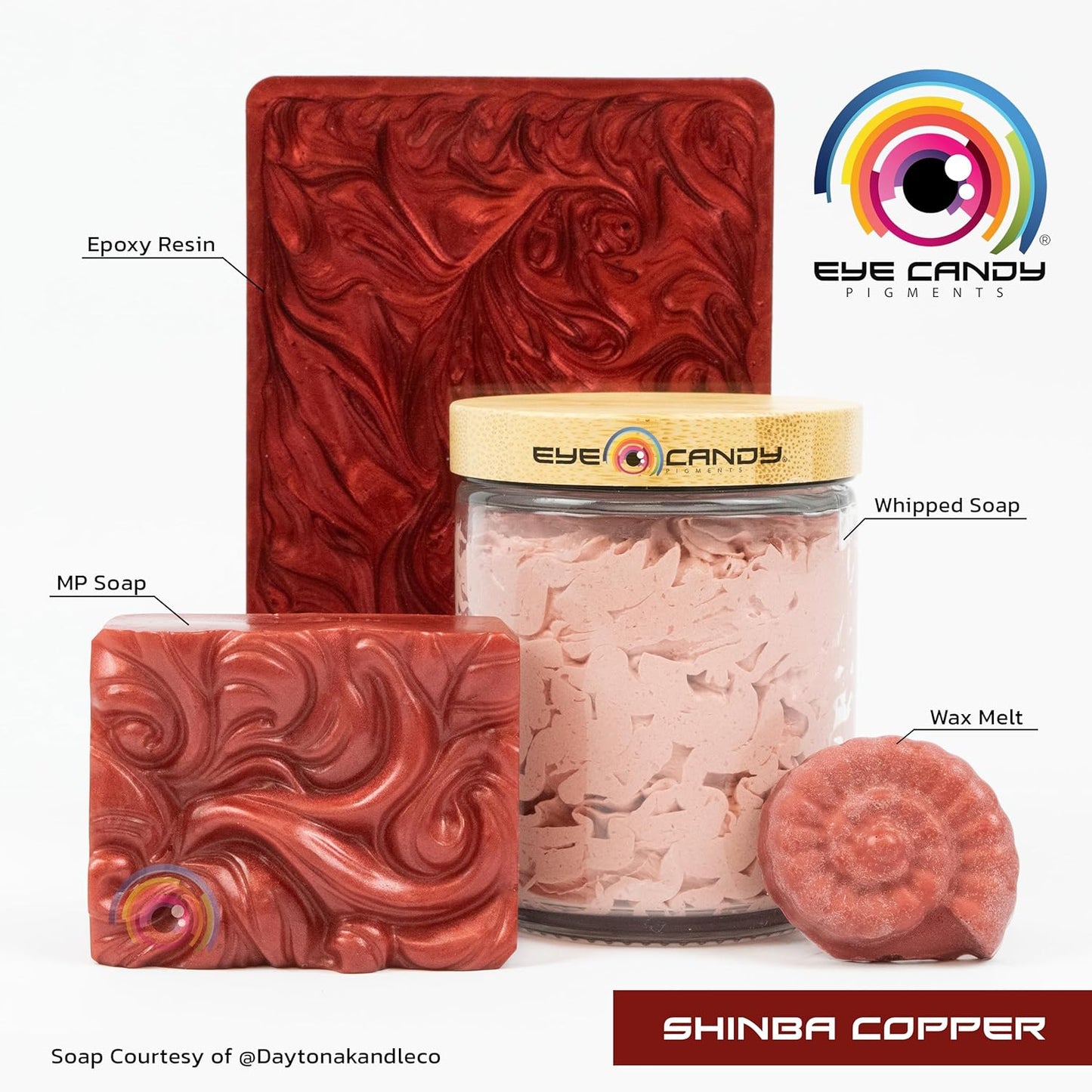 Eye Candy Pigments Premium Copper Mica Powder - Shinba Copper (25gr) - for Epoxy, Resin, Soap, Paint, Woodworking, Acrylic Pouring, Bath Bombs, Fishing Lures - DIY Arts and Crafts Additive