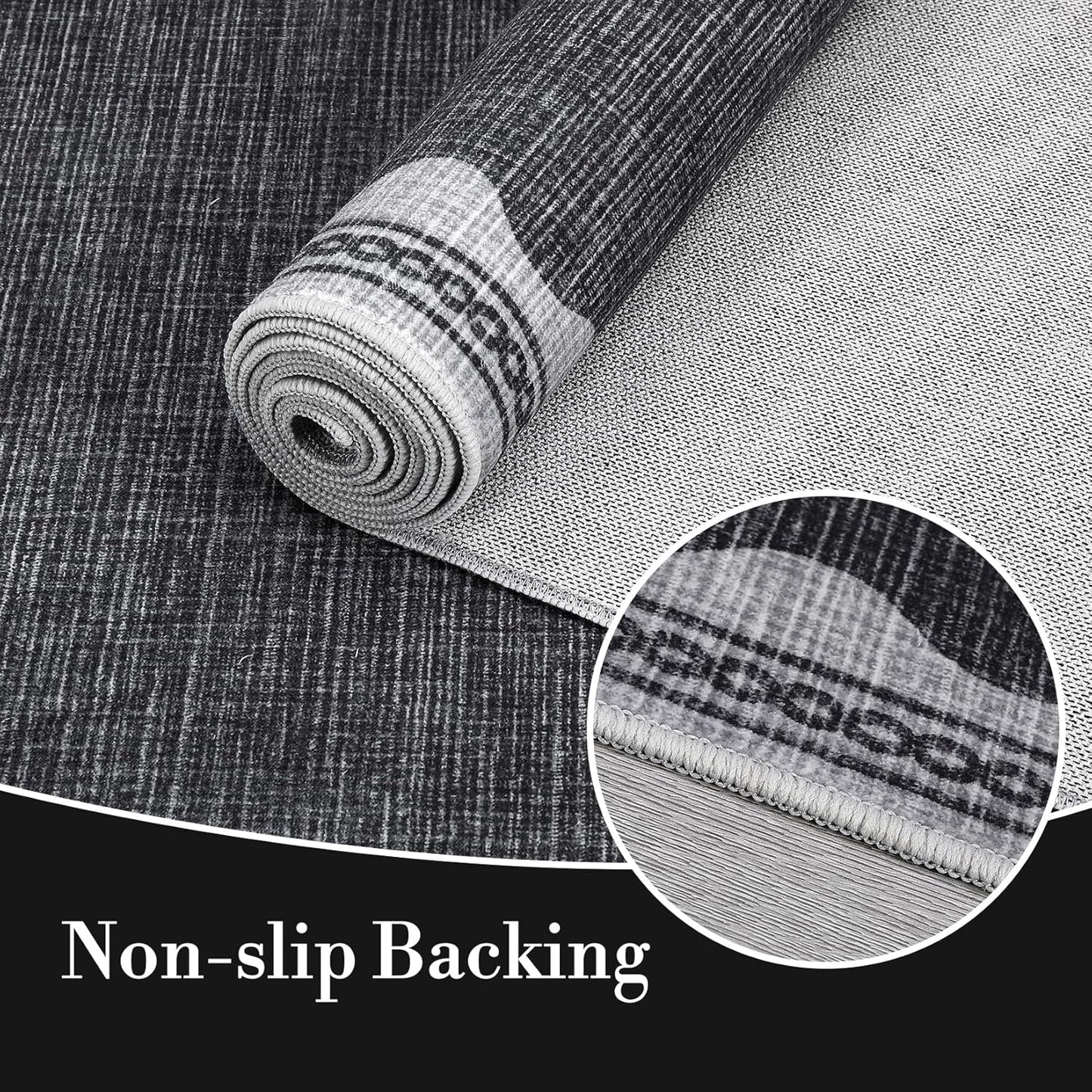 Scalloped Washable Rug 5x7 Area Rugs for Living Room, Solid Grey Rug for Bedroom Girls, Non Slip Scalloped Throw Mat with Rubber Back, Soft Dorm Nursery Low Pile Carpet for Dining Room