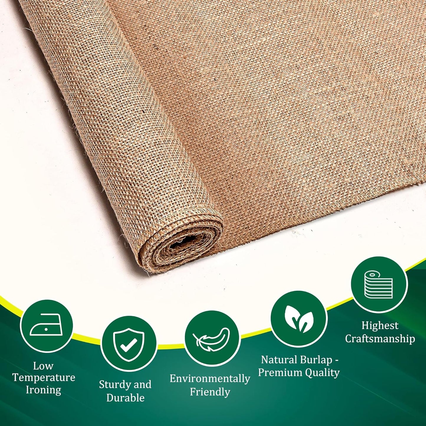 Burlap Table Runners (Pack of 6) – 14”x 108” - No-Fray Finished Edge Premium Quality Natural Table Runner – No Odor, Eco-Friendly Burlap Runner, Perfect for Rustic Table Decor and Other DIY Crafts