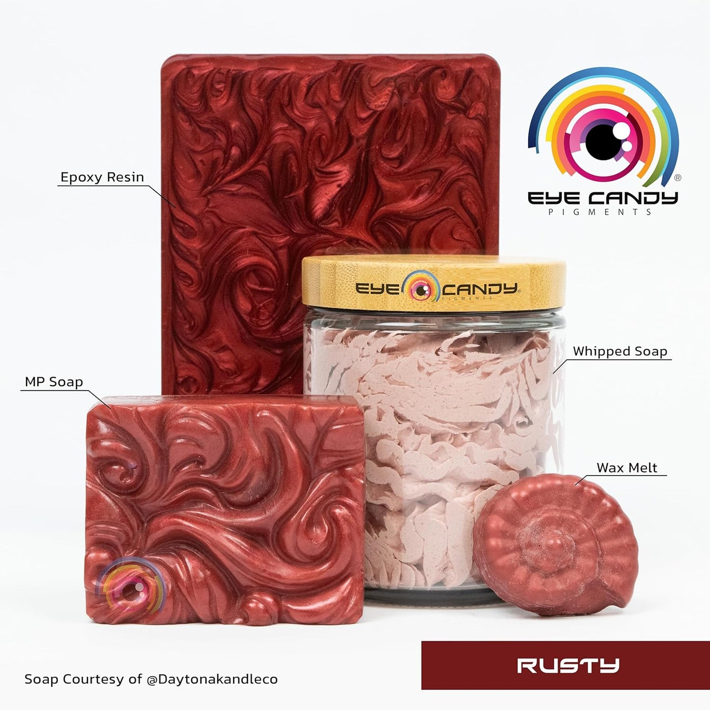 Eye Candy Premium Mica Powder Pigments | Multipurpose DIY Arts and Crafts Additive | Acrylic, Woodworking, Bath Bombs, Resin, Epoxy, Soap, Fishing Lures (Rusty)