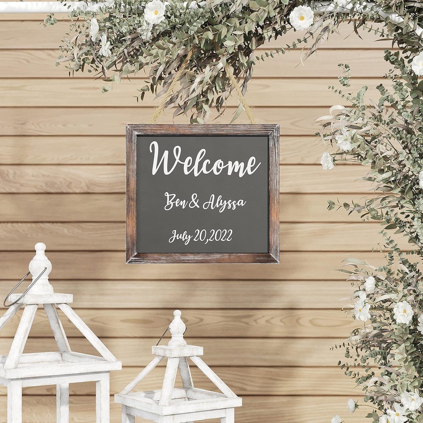 Barnyard Designs Magnetic Hanging Chalkboard Sign – Rustic Decorative Display Presentation Board for Office, School Supplies, Kitchen, Restaurant, Weddings and More, 11” x 10” (2 Pack)