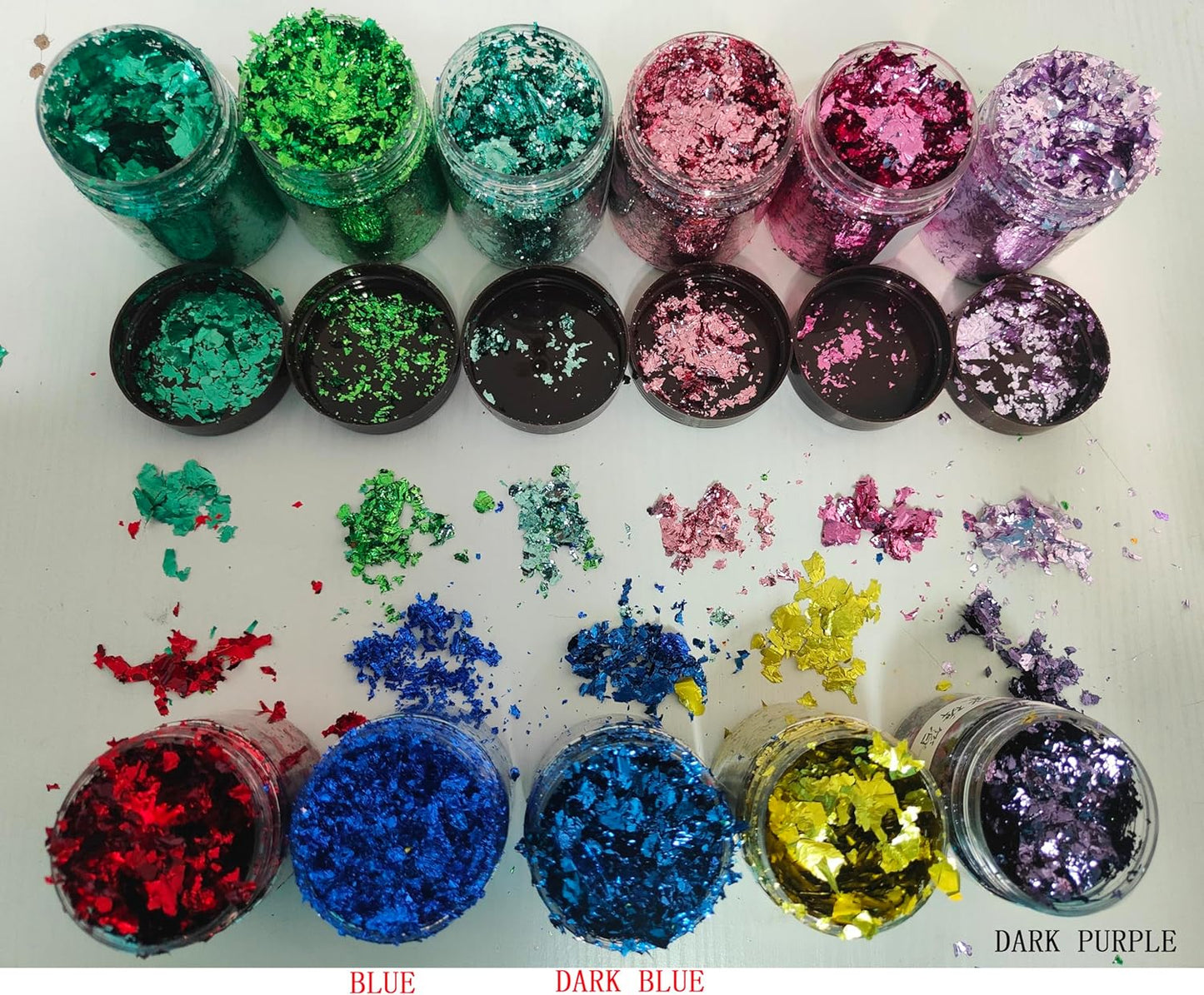 Gilding Flakes,Gold Foil Flakes for Resin,Blue Red Purple Pink Metallic Foil Flakes for Resin Jewelry Making,Nails,Painting Art,Crafts and Slime (Dark Blue)