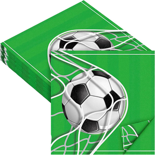 Aodaer 48 Pieces Soccer Paper Napkins Disposable Football Party Napkins Sports Ball Napkins Soccer Cocktail Dinner Napkin Set 13" x 13" Unfolded Football Tableware Napkins for Sports Party Supplies