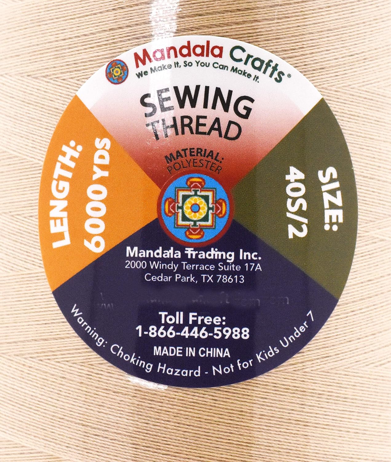 Mandala Crafts 5 Pack of Serger Threads Cones Spools - 40S/2 30000 Yards Polyester Assorted Neutral Colors Threads for Sergers Machine and Overlock Quilting Sewing Machine