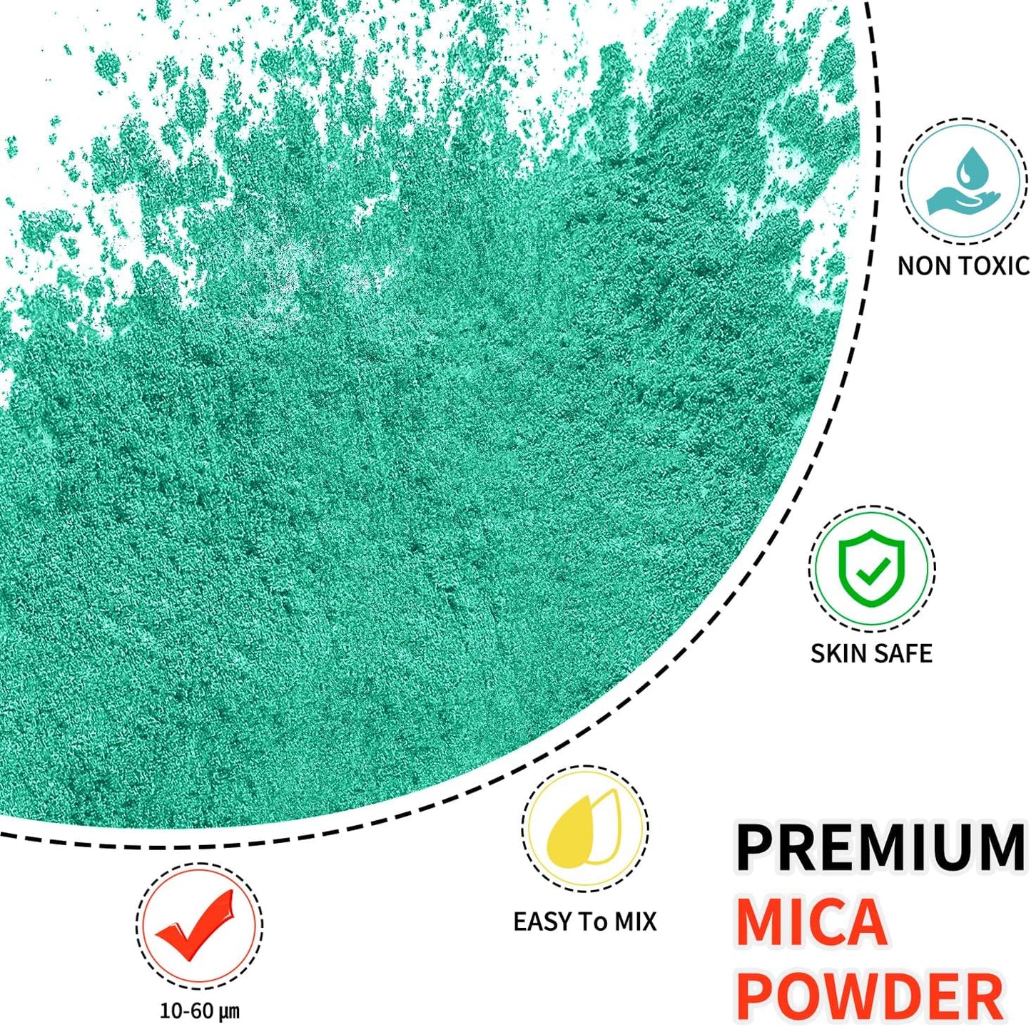 Mica Powder - 100g Mica Powder for Epoxy Resin - Metallic Color Pigment for Resin, Soap, Bath Bombs, Eye Shadow, Nails, DIY Crafting Projects etc. (Blue Green)