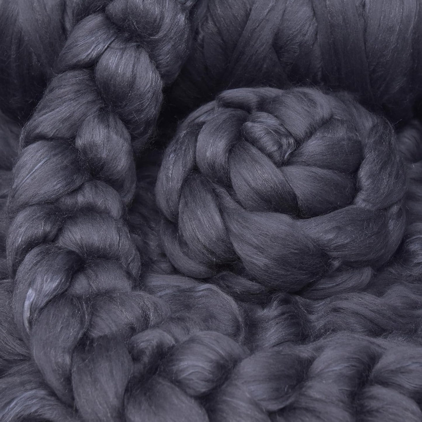 Merino Silk Luxe Tonal Designer Blend. Superfine Merino, Mulberry Silk, Tussah Silk. Top Roving for Spinning or Felting. Moon Shadow 1oz