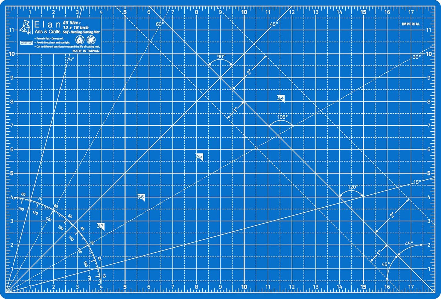 Elan Cutting Mat A3 Blue, Self Healing Cutting Mat 12x18 Inch, 5-Ply Craft Board Blue, Hobby Board for Crafts 12x18 Inch