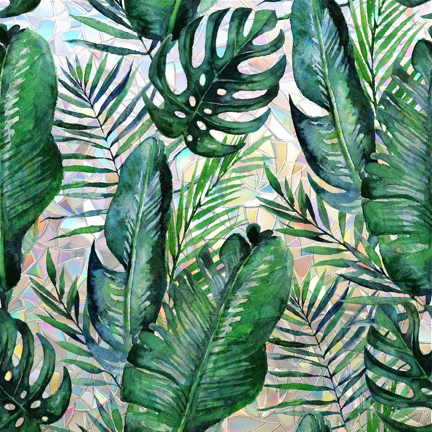 DKTIE Nature Pattern Rainbow Window Film Decorative Stained Glass Window Film Static Cling Films Easy Apply Removable Comes with Tools (U560-rainbow, 35.4" x 78.7")