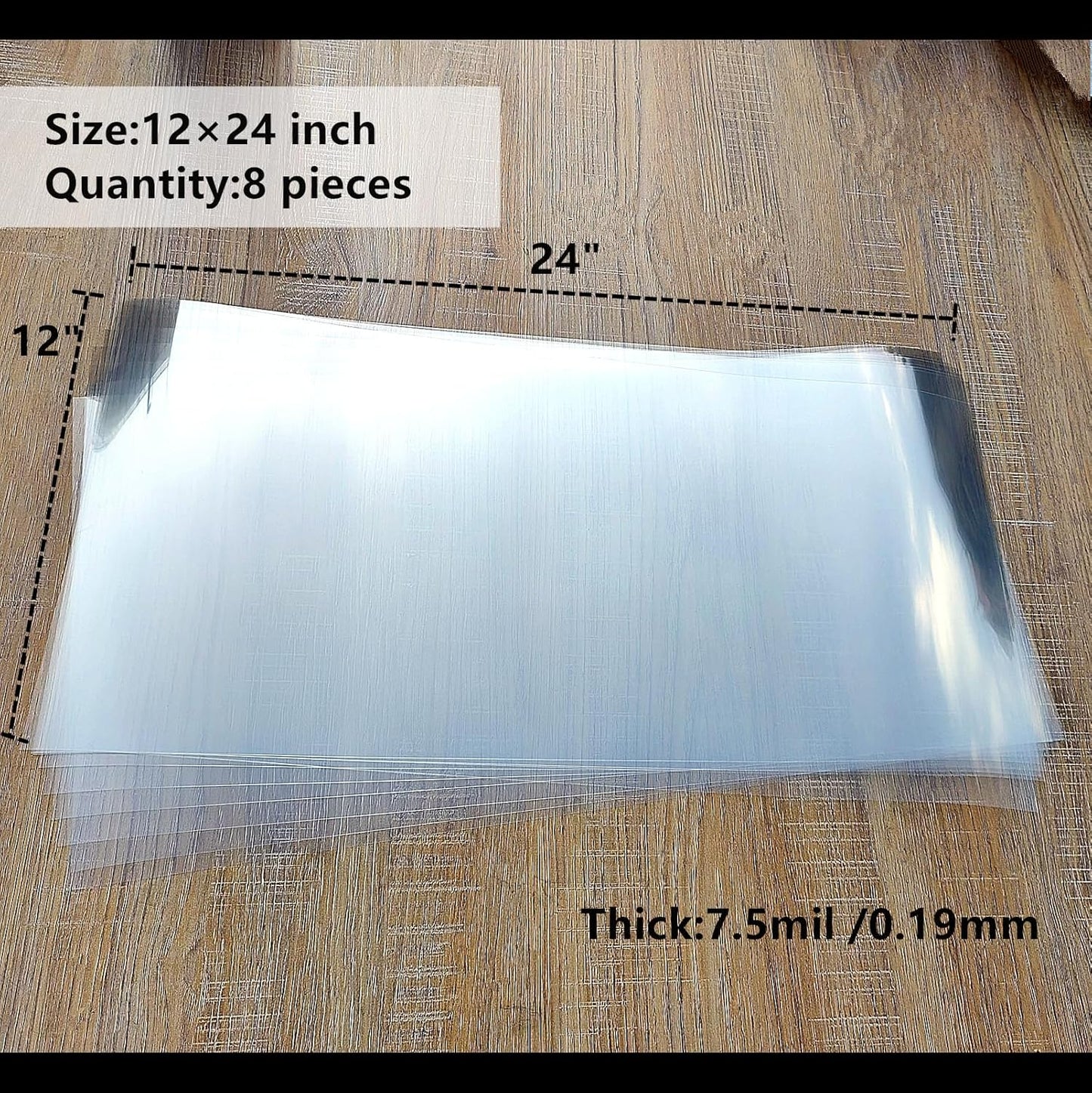 Clear Blank Stencil Sheet for Cuting. 8 Pack 12" x 24" 7.5mil/0.19mm Thick .Gift, Acetate Template Material,Craft Plastic Sheets