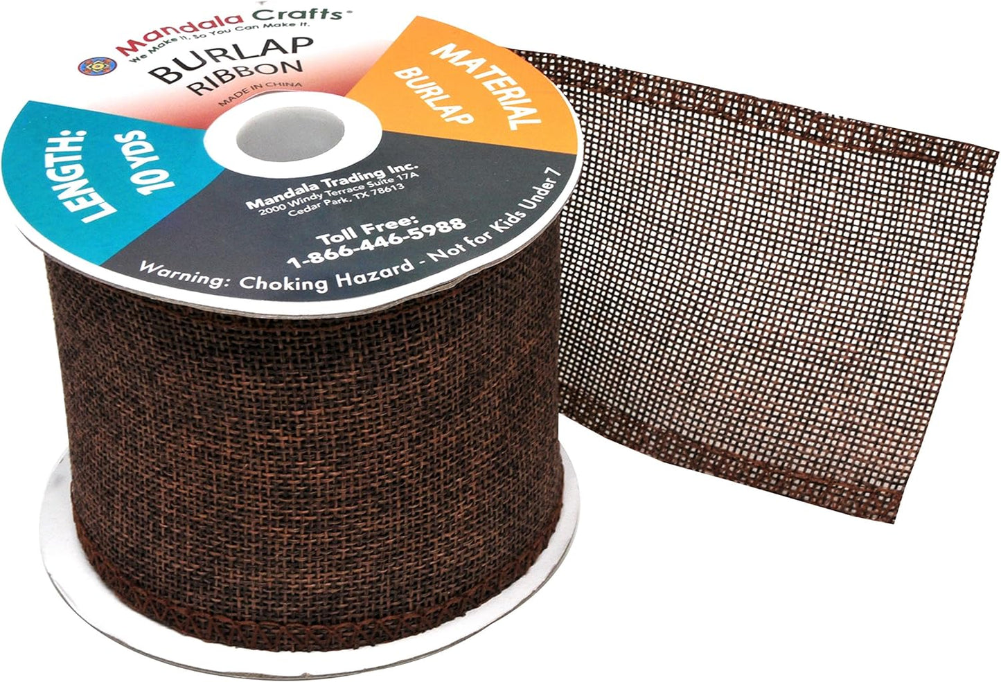 Mandala Crafts Brown Burlap Ribbon 3 Inches Wide Jute Ribbons for Crafts - 20 Yds Roll Rustic Burlap Wrap Trim Ribbons for Wreaths Bows Wedding Party Decoration