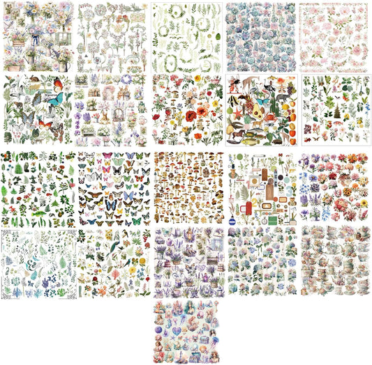 Vintage Vellum Stickers Floral Plants Elements Scrapbooking Supplies Flowers Botanic Natural Translucent Paper Self-Adhesive Junk-Journal Items (All Plants Collection)