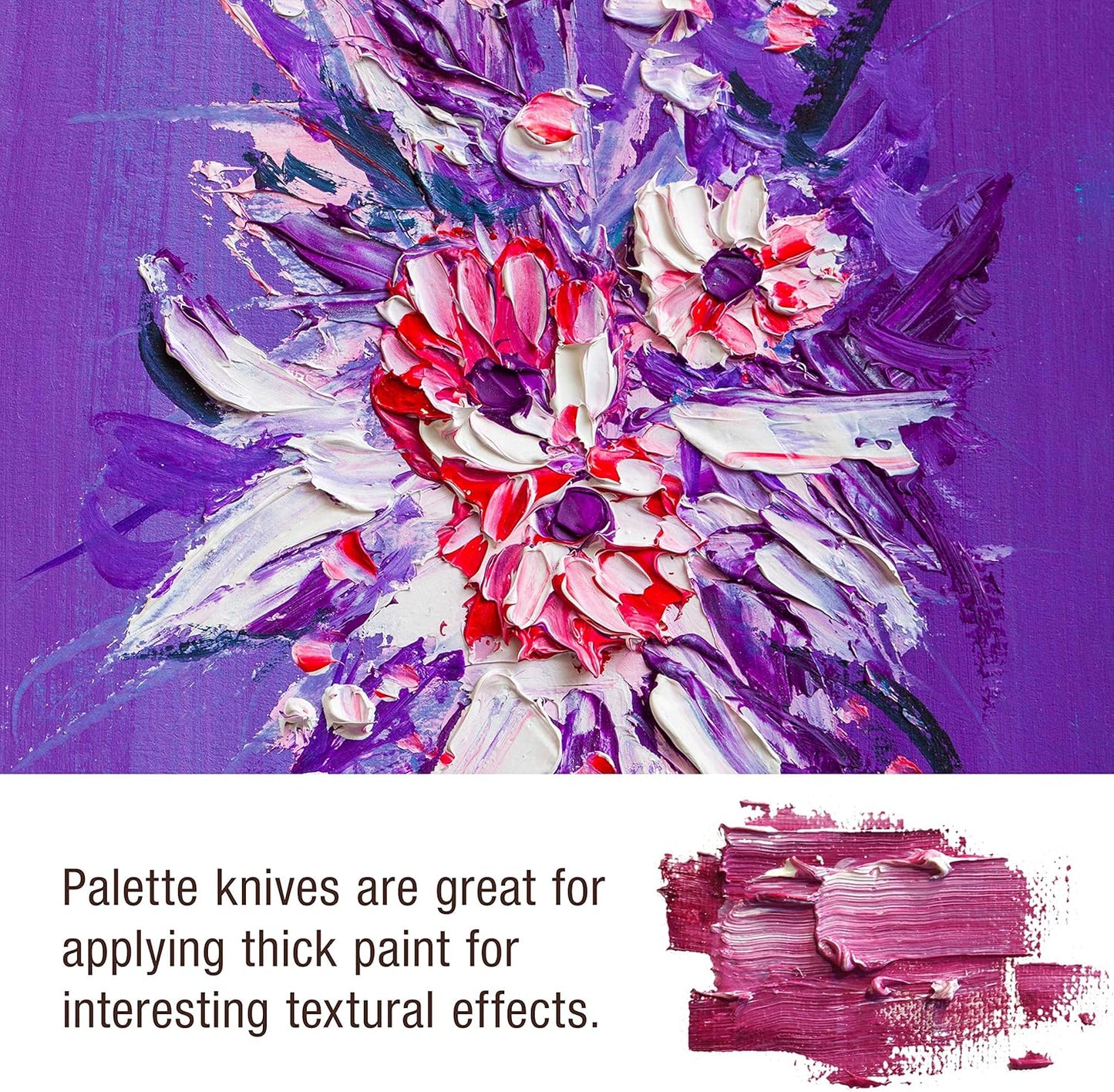 U.S. Art Supply 5-Piece Artist Stainless Steel Palette Knife Set - Wood Hande Flexible Spatula Painting Knives for Color Mixing Spreading, Applying Oil, Acrylic Paint on Canvas