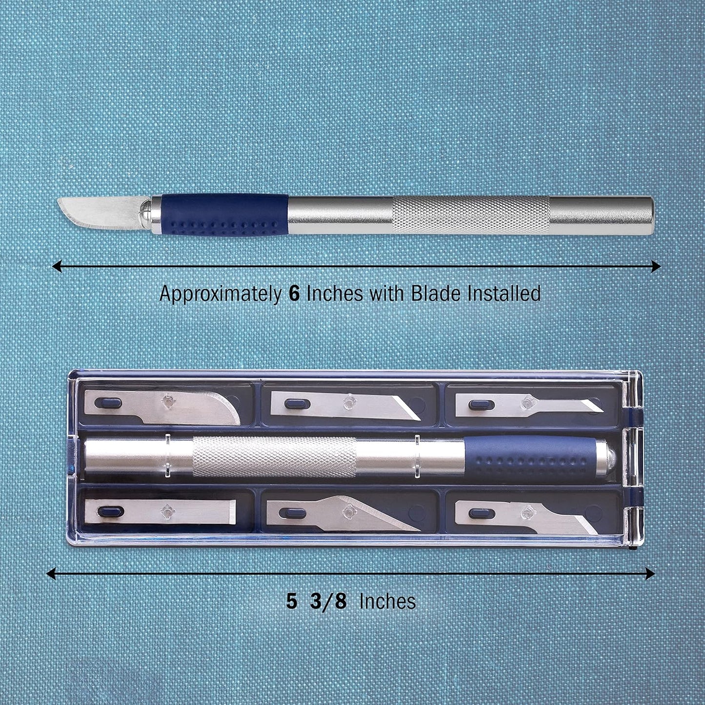 WA Portman Hobby Knife Set – 1pc Precision Knife with 6 Assorted Carbon Steel Hobby Blades – 7pc Craft Knives Kit for Cutting, Carving, Modeling, and DIY Craft Projects