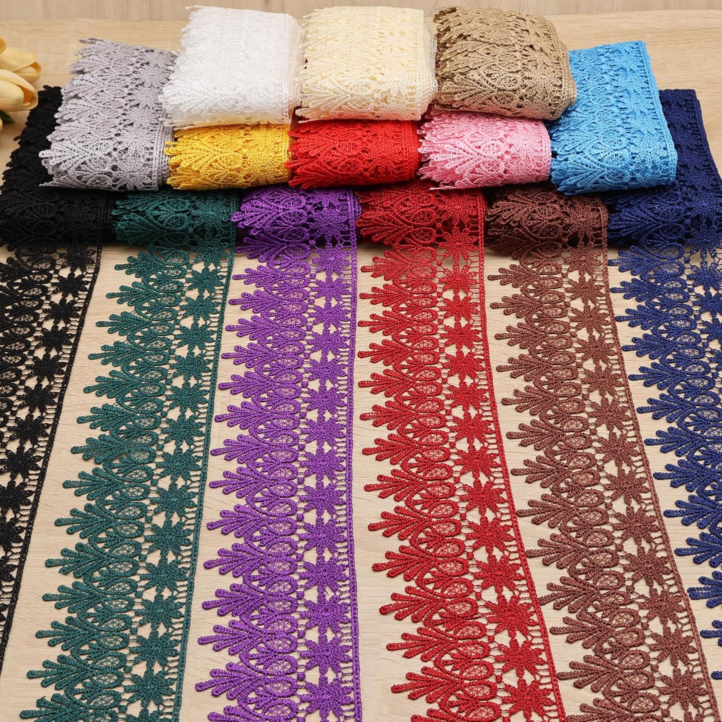 GXTIZAS Purple Lace Trim 5 Yards Wide Venise Lace Ribbon Embroidered Edge Trim for Sewing Crafts Pillow Case