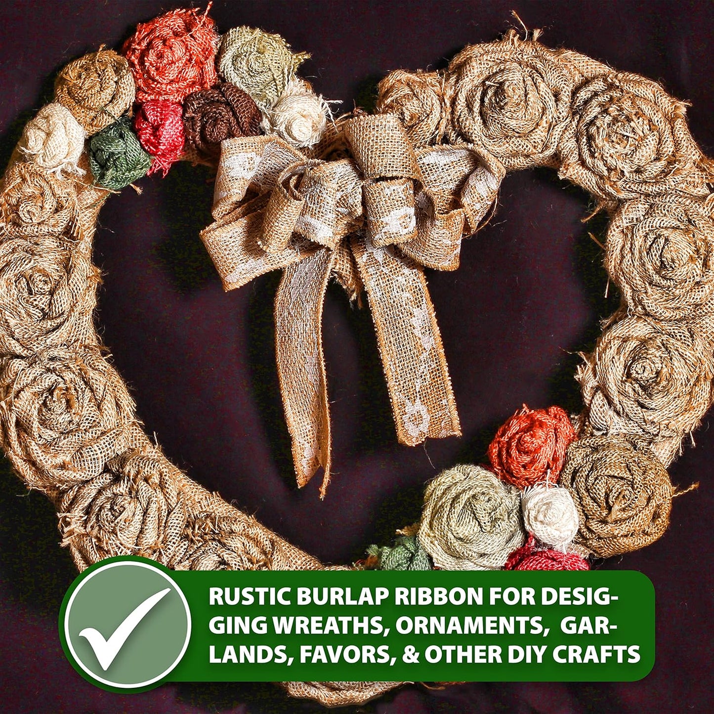 Mandala Crafts White Burlap Wired Ribbon 1.5 Inches Wide Jute Ribbons for Crafts - 10 Yds Roll Rustic Burlap Wrap Trim Ribbons for Wreaths Bows Party Decoration