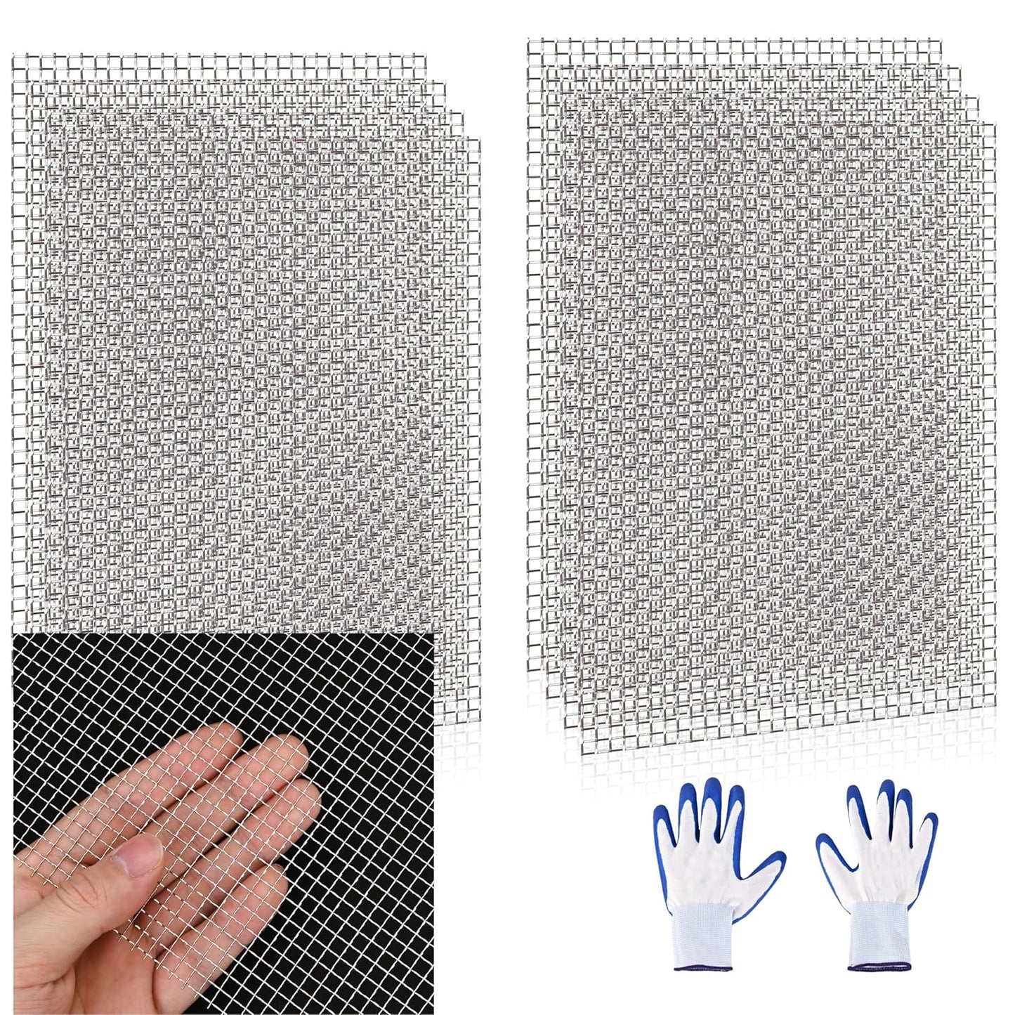 8 Pcs 13x9 (33cmx23cm) 5 Mesh 304 Stainless Steel Wire Mesh Sheet, Rustproof Metal Mesh Sheet Screen for DIY Crafts, Vent Covers, Garden Fencing, Window Protection & Industrial Filters