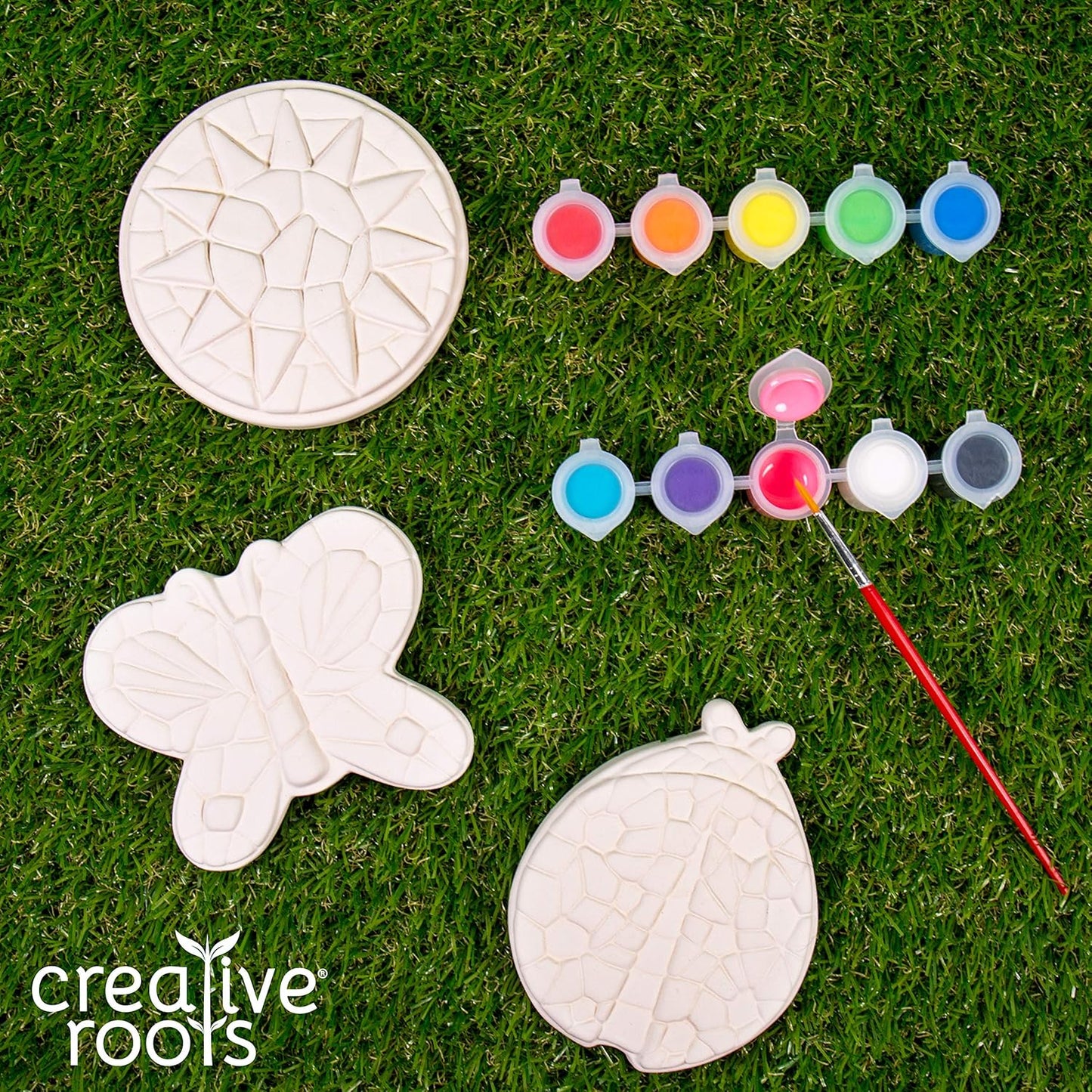 Creative Roots Paint Your Own Butterfly, Ladybug & Sun Stepping Stone by Horizon Group USA, 1 box of 3 count