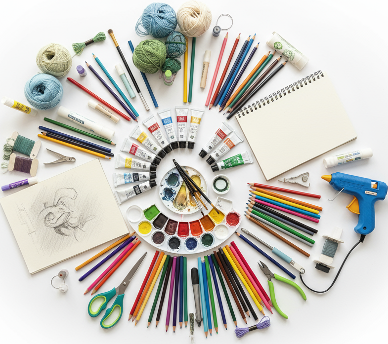 circle photo of hobby supplies, make a real photo